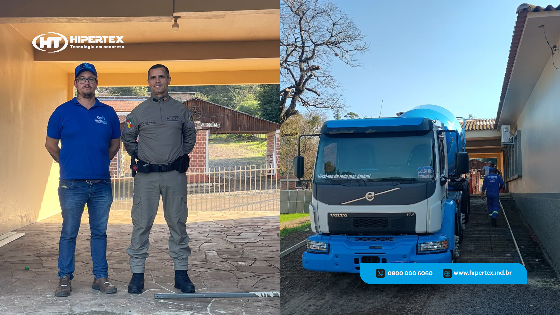 Hipertex realiza doação de concreto para melhoria da estrutura da Brigada Militar de Cerro Largo
